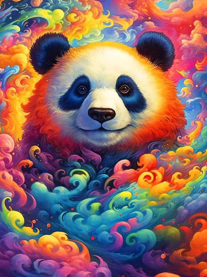 Diamond Painting Dieren - Kleurrijk Dier 30x40 cm Rond - Panda 2