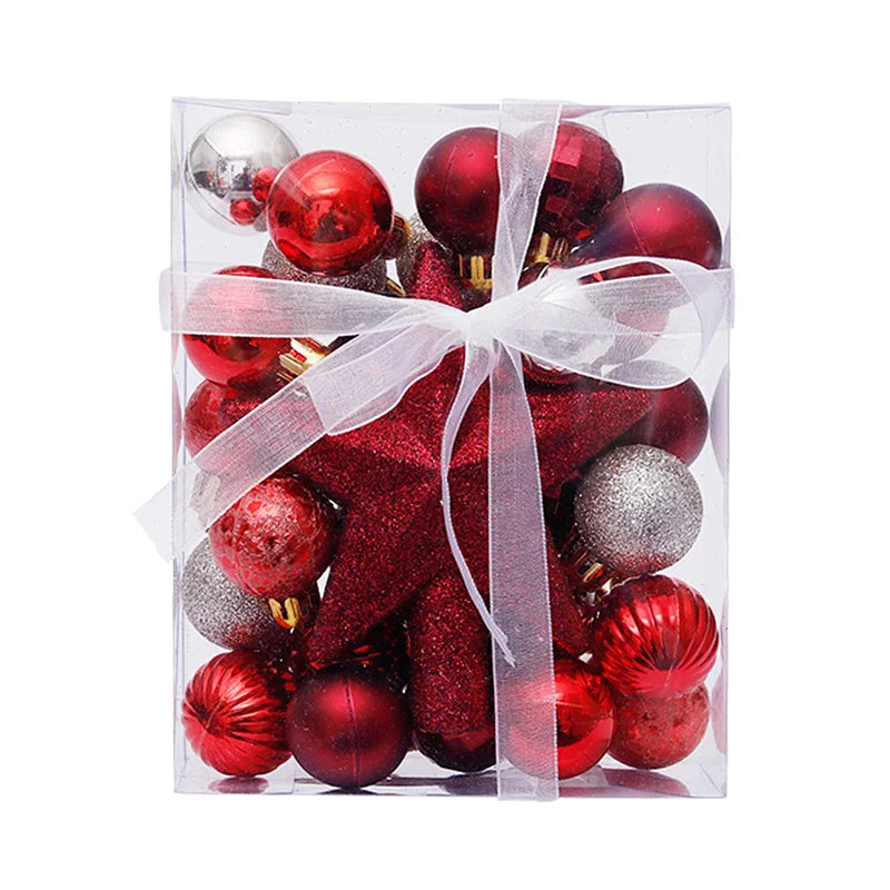Kerstballen set met 30 decoratieve ballen en ster piek voor kerstboom