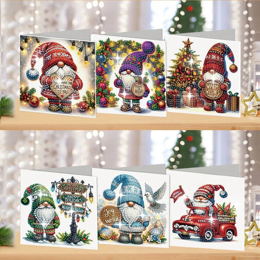 Diamond Painting Kerstkaarten Set met 6 Luxe Wenskaarten en Enveloppen - HK025