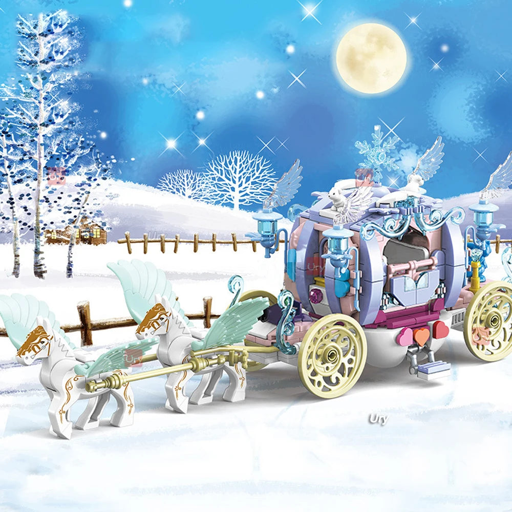 Bouwpakket Koninklijke Paardenkoets met Prinses en Rozen – Luxe Speelset