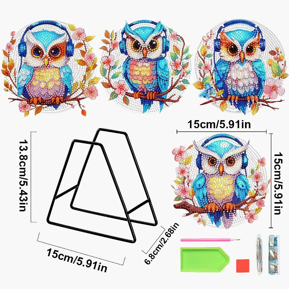 Diamond Painting Placemats Uil Vorm Set van 4