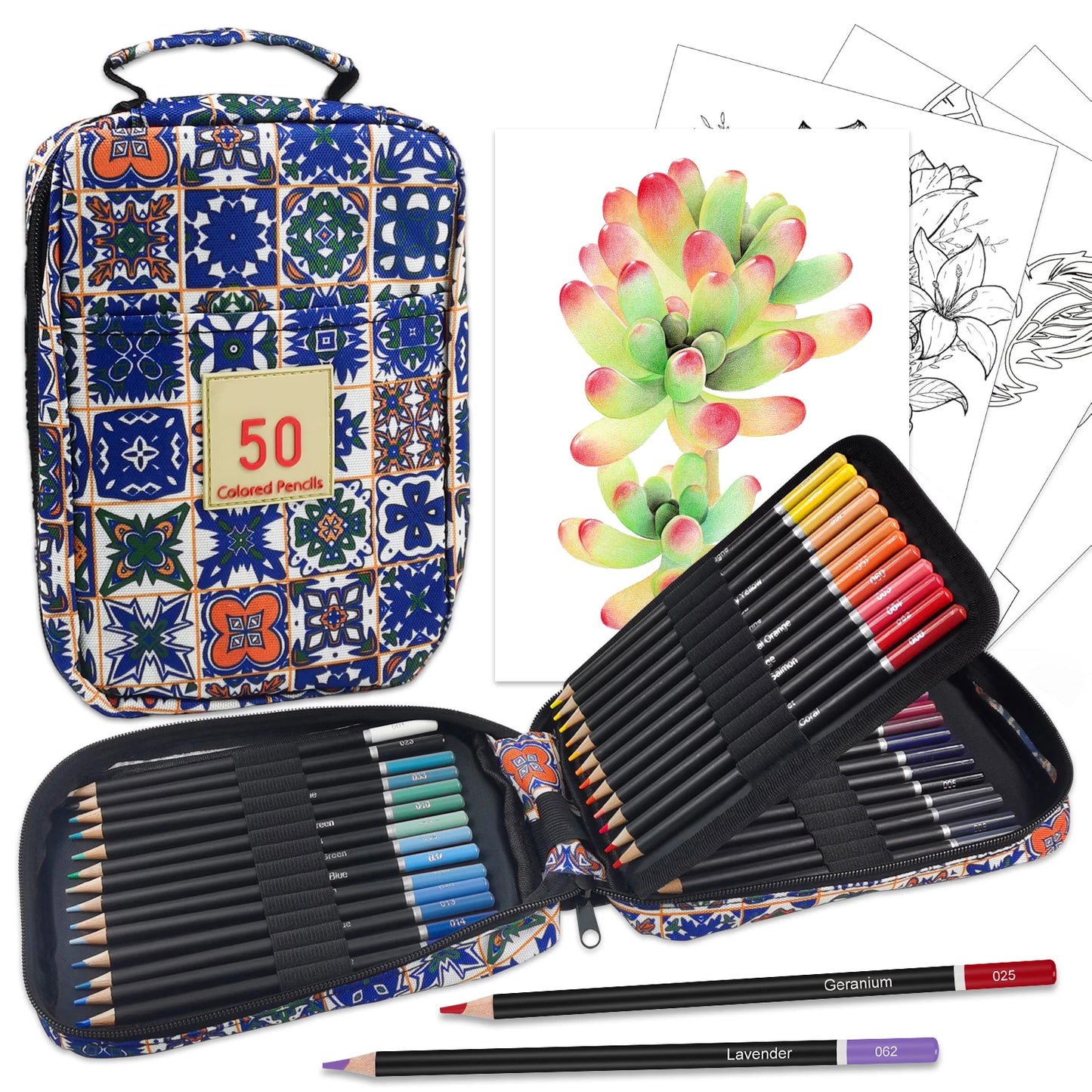 Kleurpotloden set 50 kleuren met etui – zacht en perfect voor blenden