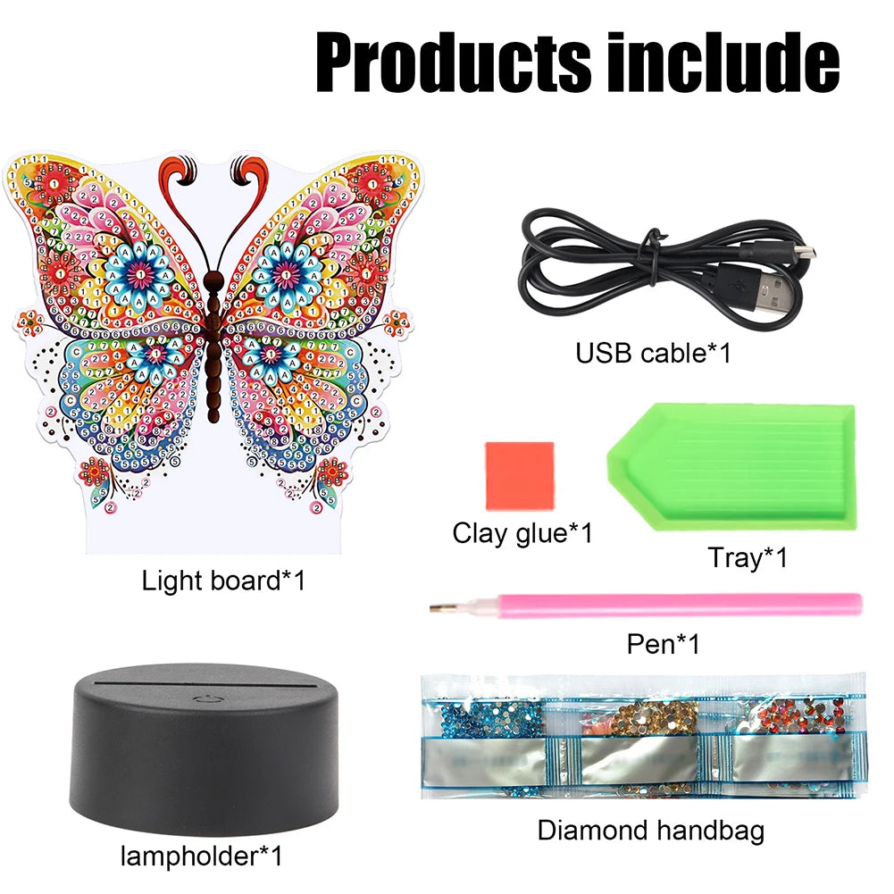 Diamond Painting Lamp Bloem & Dier Nachtlamp van Acryl