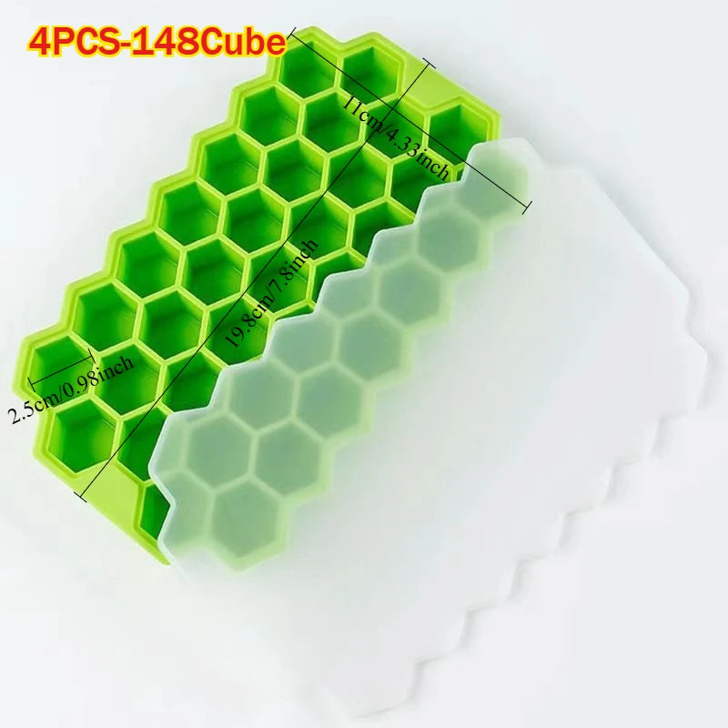 IJsblokjesvorm honingraat silicone met deksel – 148 vakjes