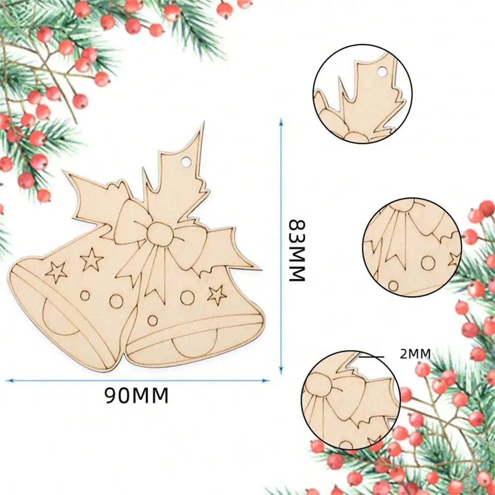 Houten figuur om zelf te schilderen/kleuren – Kerstboom hangornamenten van hout (set)