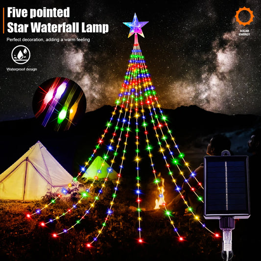 Led Kerstboom Slinger Verlichting 280 LED Sterren Waterdicht voor Tuin en Balkon