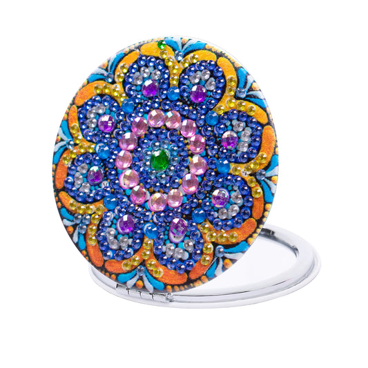 Diamond Painting Spiegel Opvouwbare Compacte Pocketspiegel Mandala PU Leer 7x7cm - 133