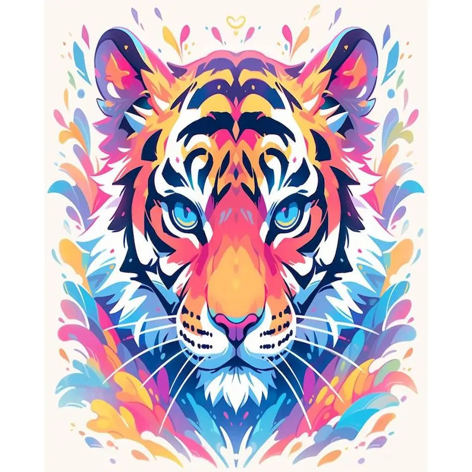 Schilderen op nummer Dieren - Kleurrijke Kop met Acrylverf - Tijger 9957116