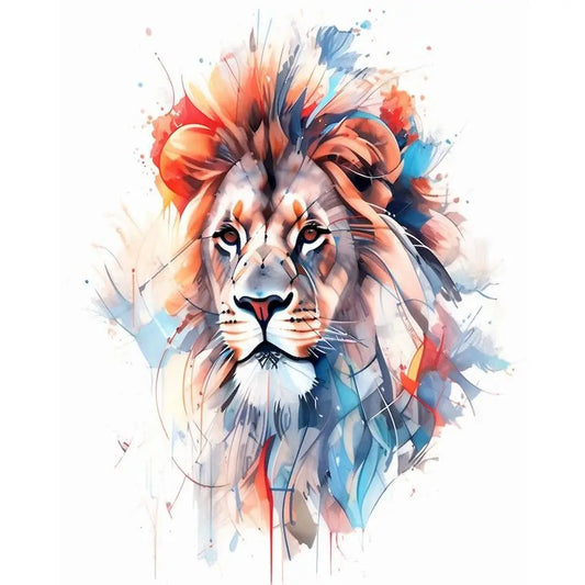 Schilderen op nummer Dieren - Kleurrijke Kop met Acrylverf - Leeuw 9957444