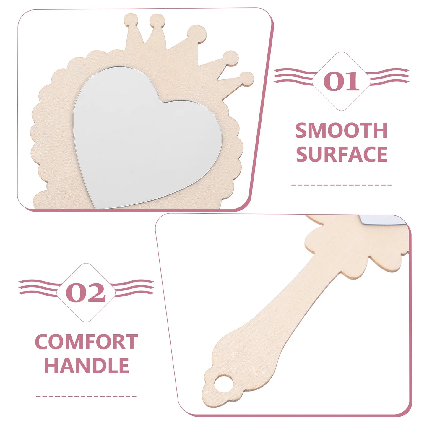 Houten figuur om zelf te schilderen/kleuren – Houten handspiegel (12 stuks) inclusief stickers