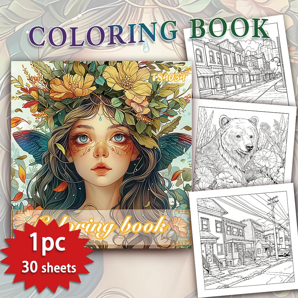 Kleurboek voor volwassenen – 30 pagina’s dik papier, ontspannend tekenplezier