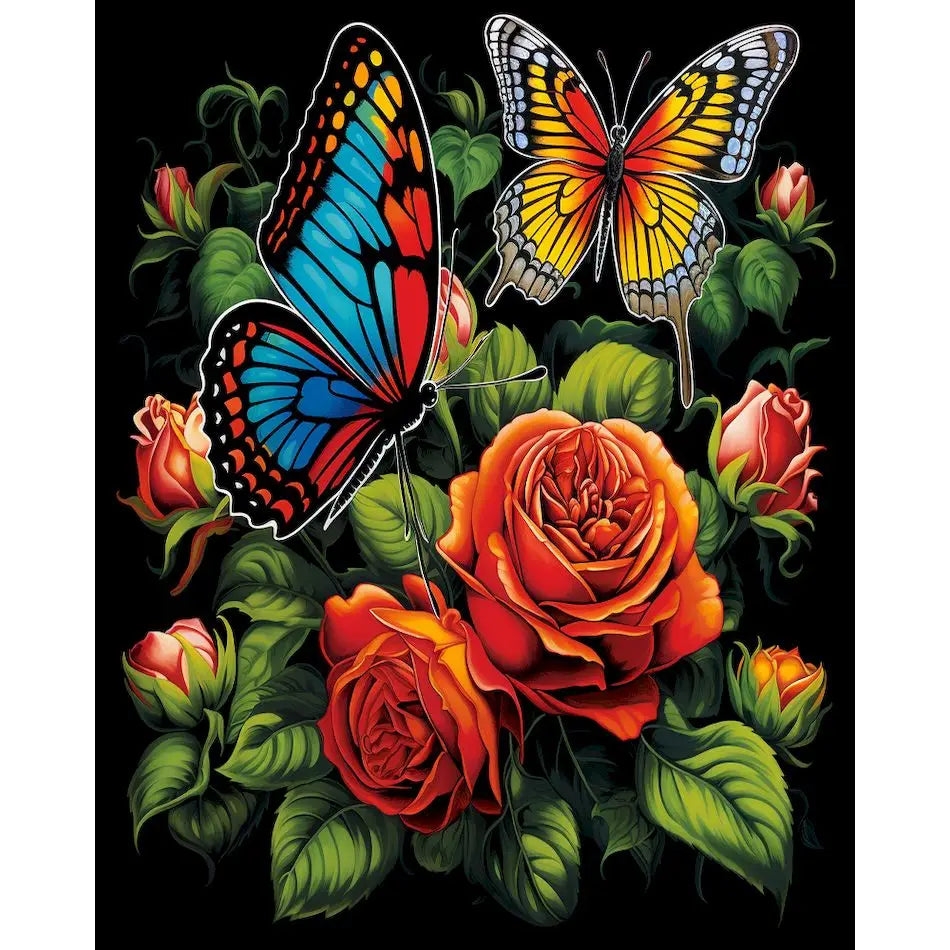 Schilderen op nummer Dieren - Vlinder met Kleurrijke Bloemen - 9966974