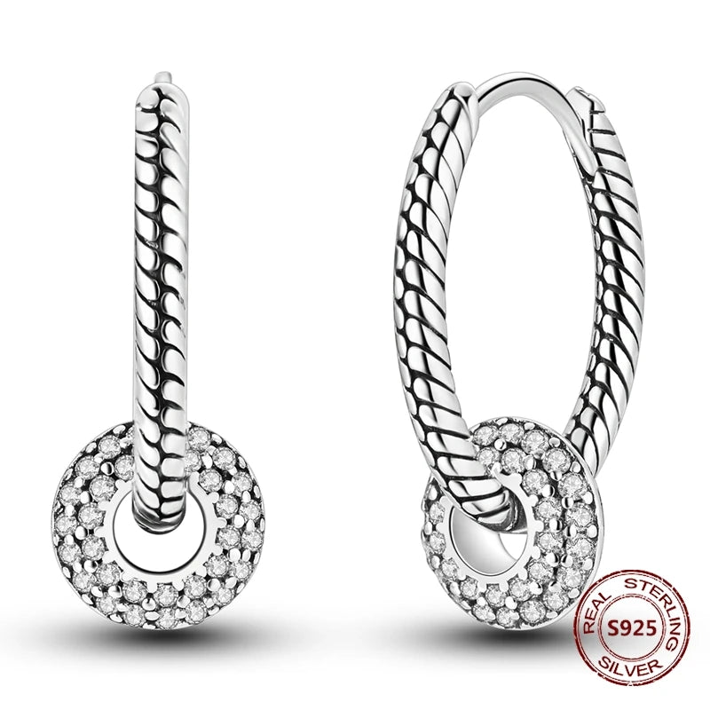 Oorbellen Drie Ronde Hoepels 925 Zilver met Zirkonia