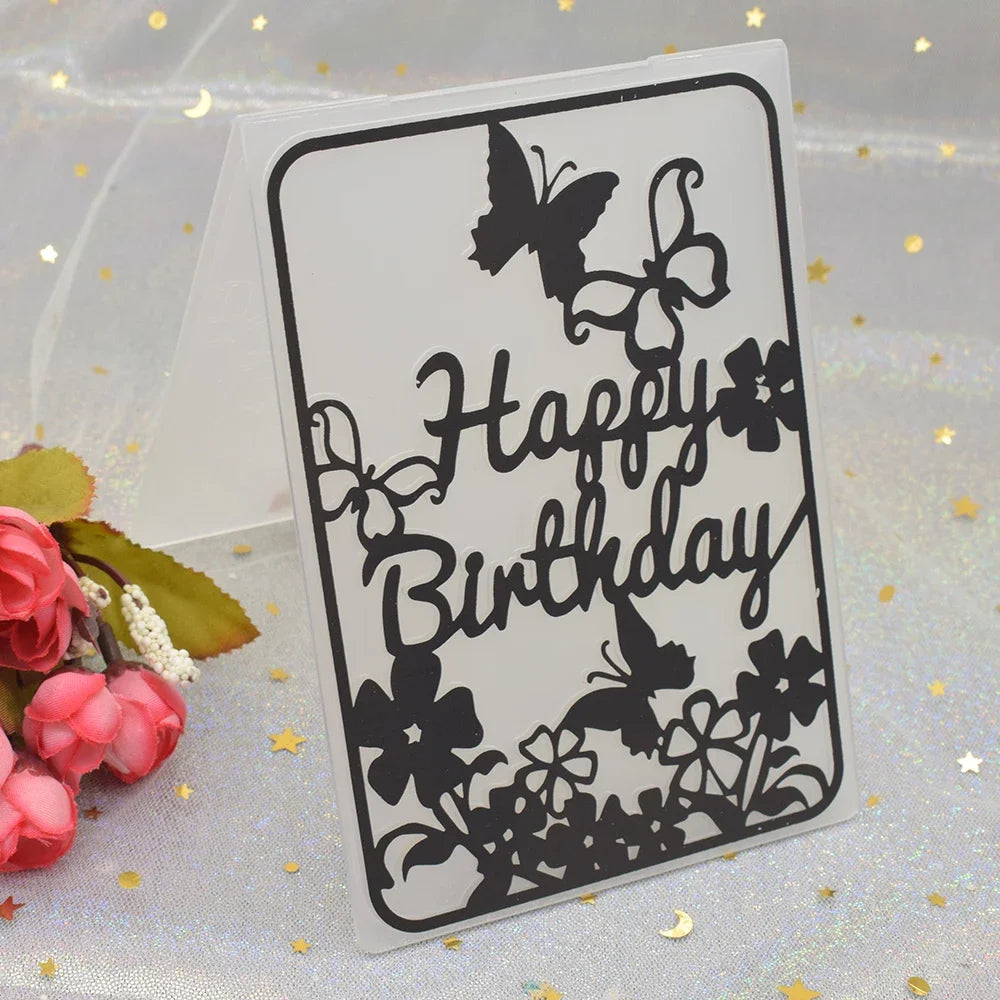 Embossing folder Happy Birthday patroon voor kaarten maken