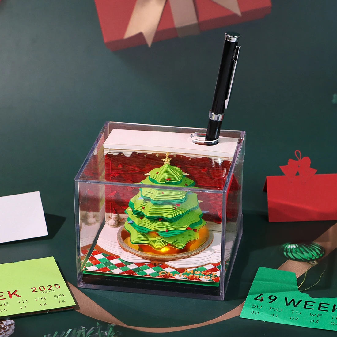 3D Papier Sculptuur Notitieblok / Scheurkalender Decoratie voor Feestdagen en Cadeaus