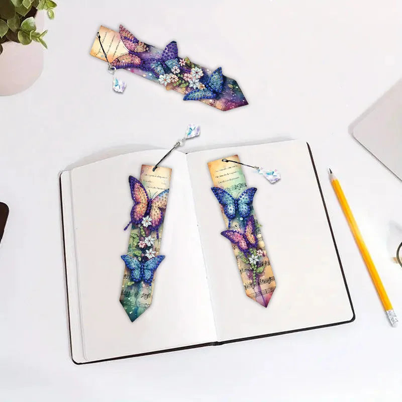 Diamond Painting Boekenlegger Vlinders Set van 3 met Kristalhanger