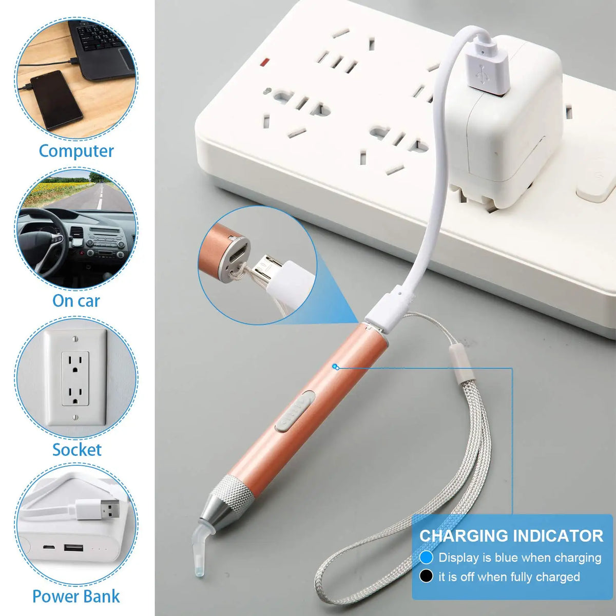 Diamond Painting Pen met verlichting - USB oplaadbaar met opzetstukken