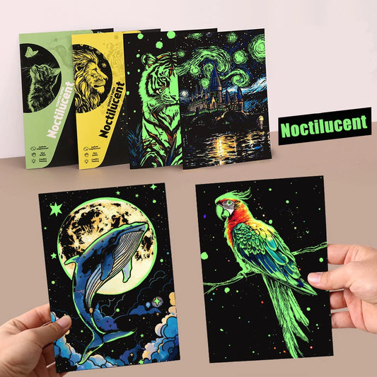 Krastekening Set A5 - Glow in the dark Kastelen & Dieren
