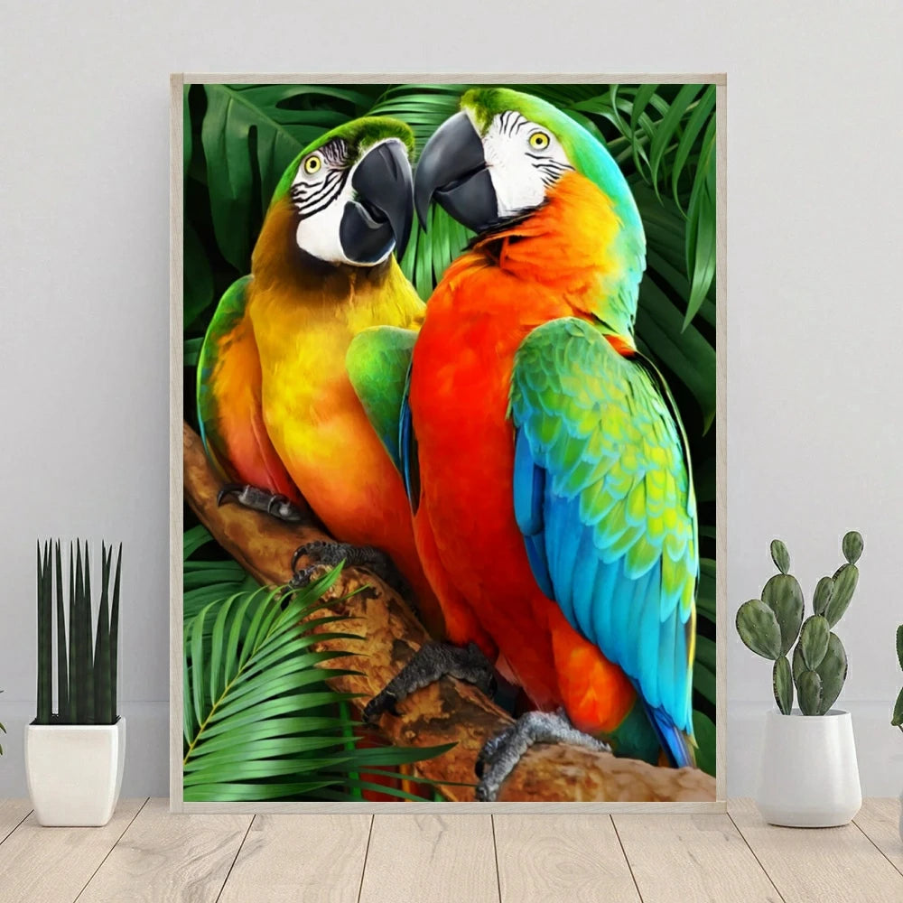 AB Diamond Painting met Fairy dust steentjes Papegaai