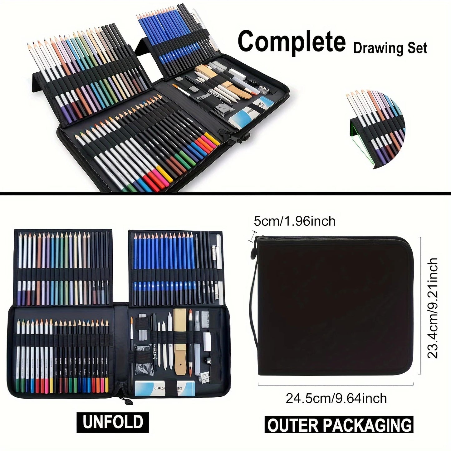 Potloden Set van 85 Stuks met Schetsboeken voor Kunstenaars