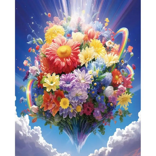 Diamond Painting Bloemen Kleurrijk Volledig Rond 30x40cm - Eiland