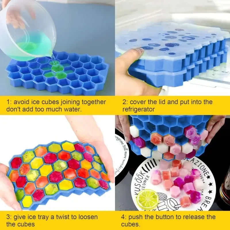 IJsblokjesvorm honingraat silicone met deksel – 148 vakjes