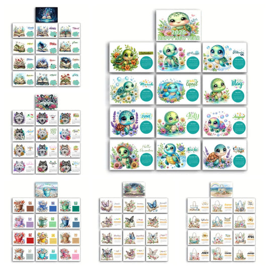 Diamond Painting Kalender met Dieren en Bloemen – 13 Pagina’s Bureaukalender