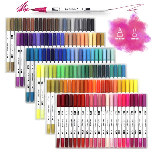 Stiften set Brush Art Markers met Dual Tip – Kleurenrijk voor Creatieve Kunstwerken