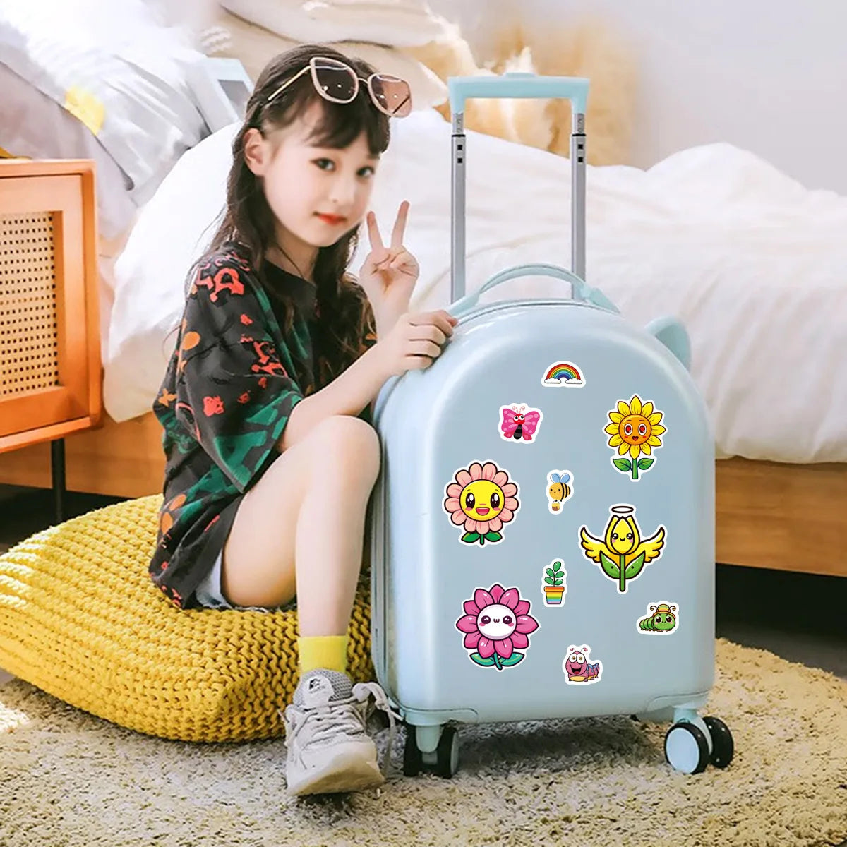 Sticker pret voor kinderen met bloemen puzzelstickers set