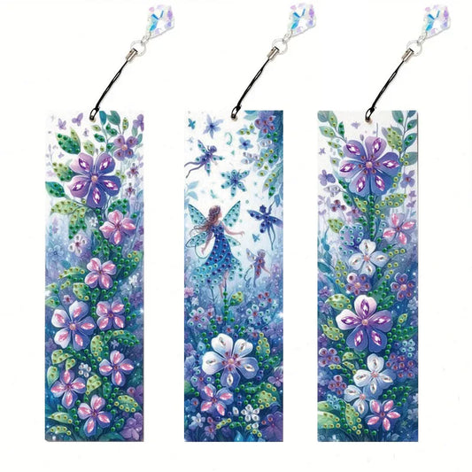 Diamond Painting Boekenlegger Feeën en Bloemen Set van 3