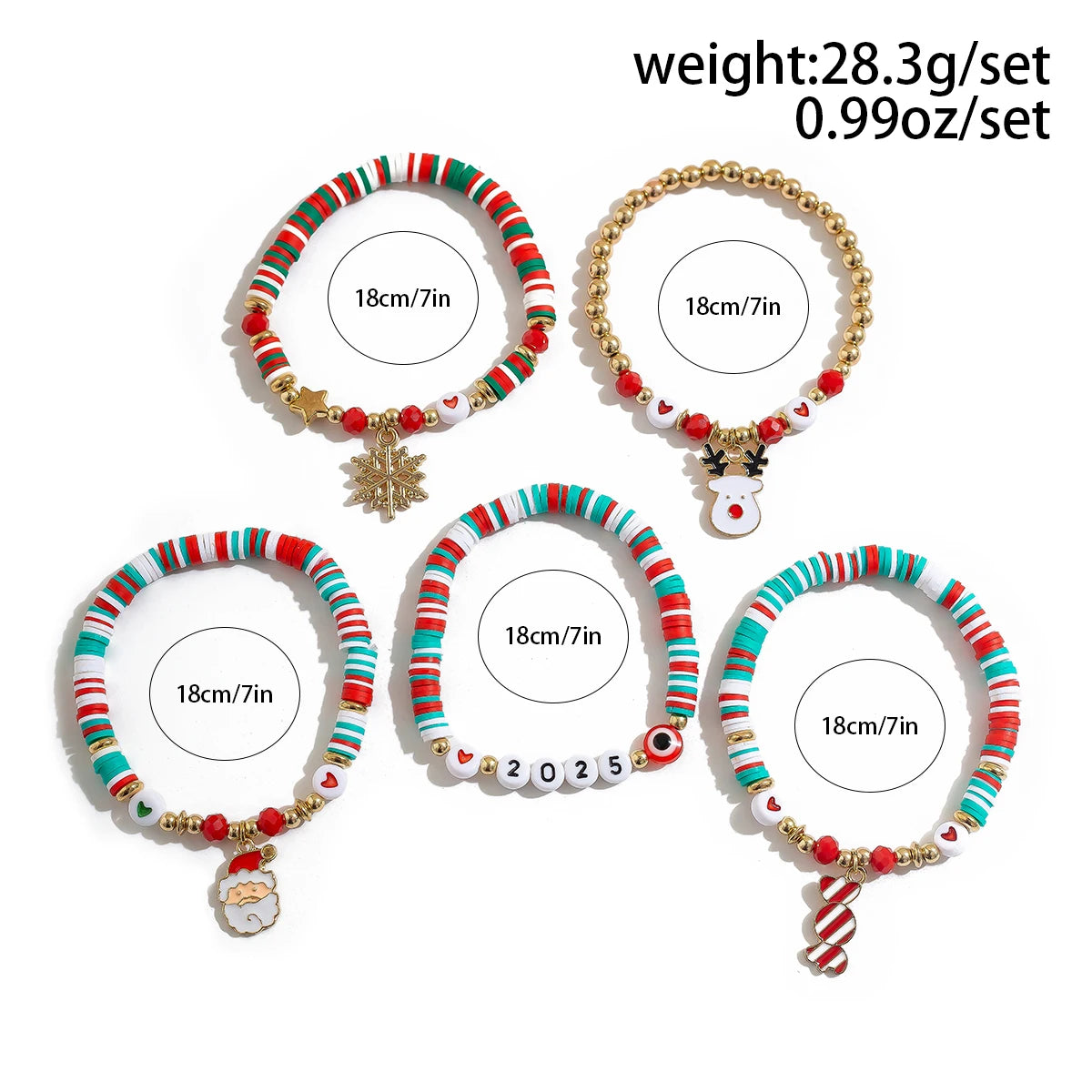 Kerst armbanden set met sneeuwvlok en bel hanger kralen