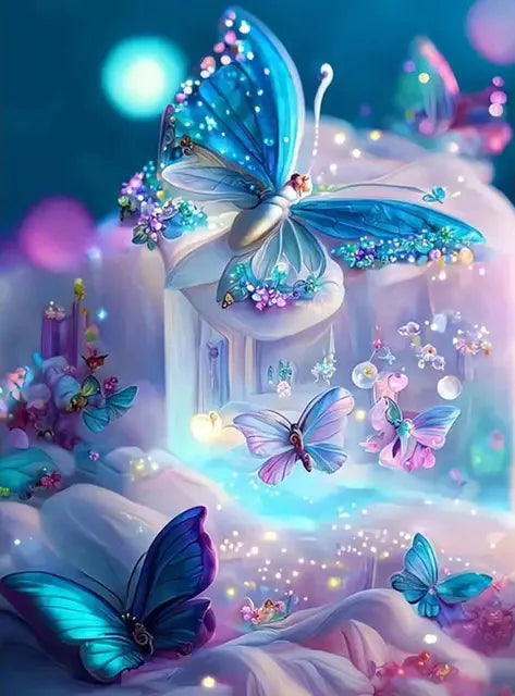AB Diamond Painting op canvas - Fairy Dust Fantasy met Sterrenhemel, Boom & Vlinder