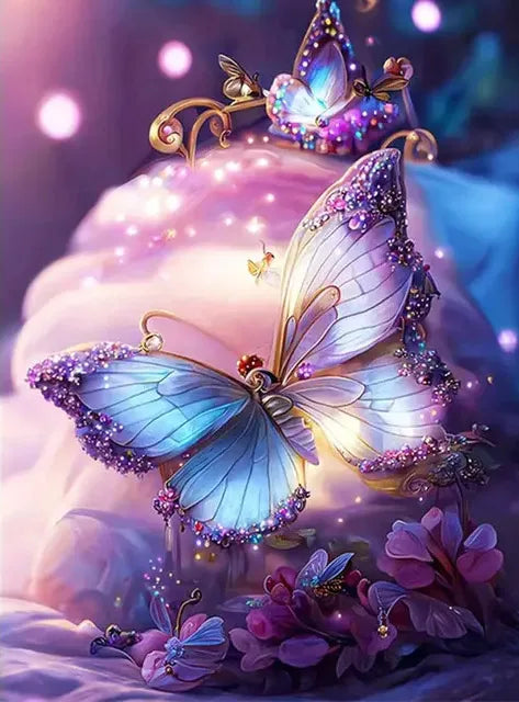 AB Diamond Painting op canvas - Fairy Dust Fantasy met Sterrenhemel, Boom & Vlinder