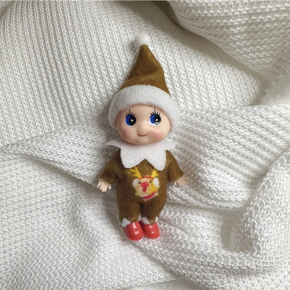 Kerst pop tweeling elf jongen en meisje – feestelijke mini decoratie