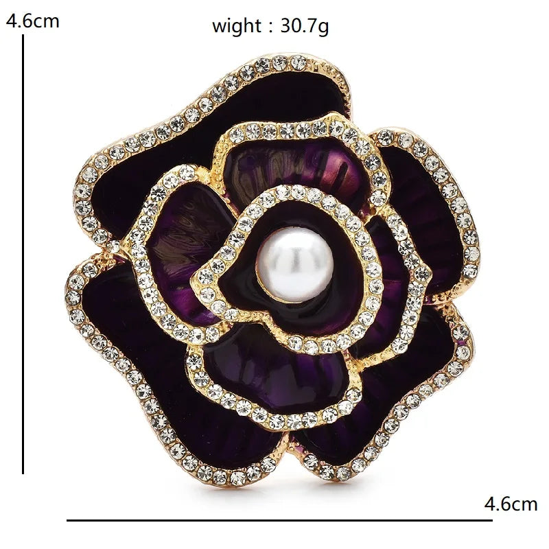 Broche Bloemen - Klassieke Camelia en Pioen Emaille Speld