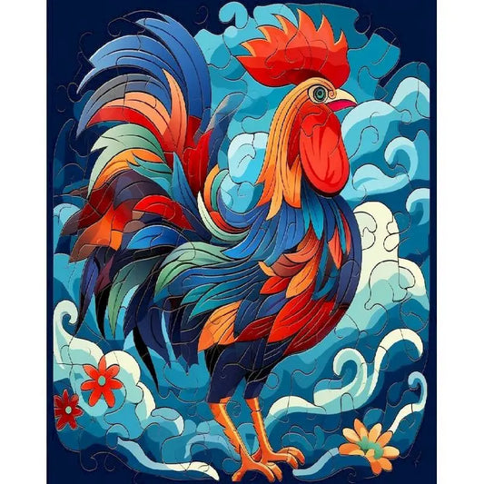 Diamond Painting Dieren Kleurrijk Volledig Rond 30x40cm - Haan