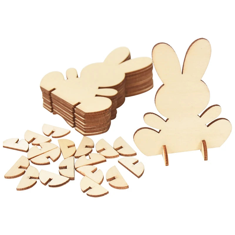 Houten Paas figuur om zelf te kleuren/schilderen – Konijn Paasdecoratie Set