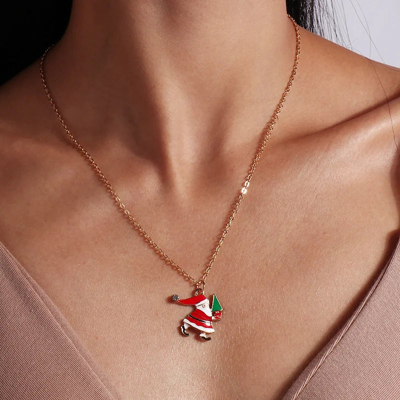 Kerst Ketting met Rendier, Belletjes en Kerstboom Hanger – Feestelijke Sieraden voor Dames