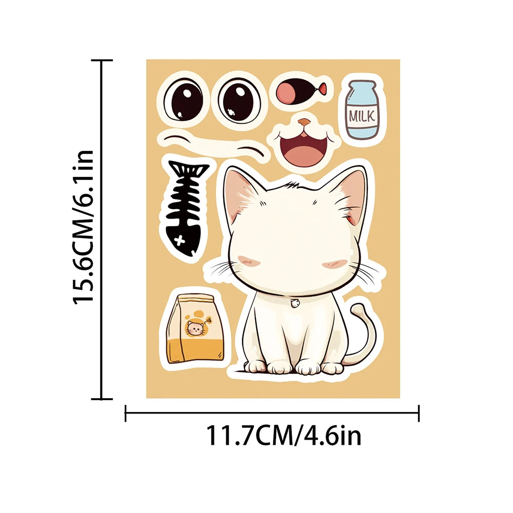 Sticker pret voor kinderen met katten gezichten puzzel stickers