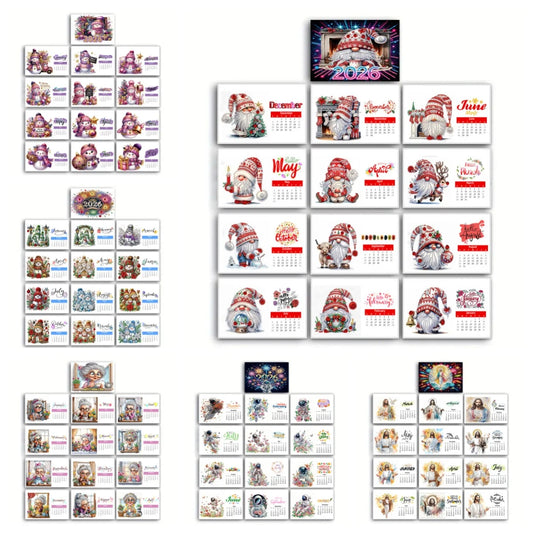 Diamond Painting Kalender met Kerst en Familie Thema – 13 Pagina’s Tafelkalender