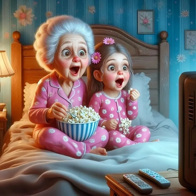 AB Diamond Painting op canvas - Fairy Dust Cartoon Opa & Oma