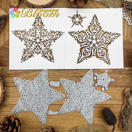 Snijmal Kerst Sterren Kant Hollow Metalen snij mal voor Scrapbooking
