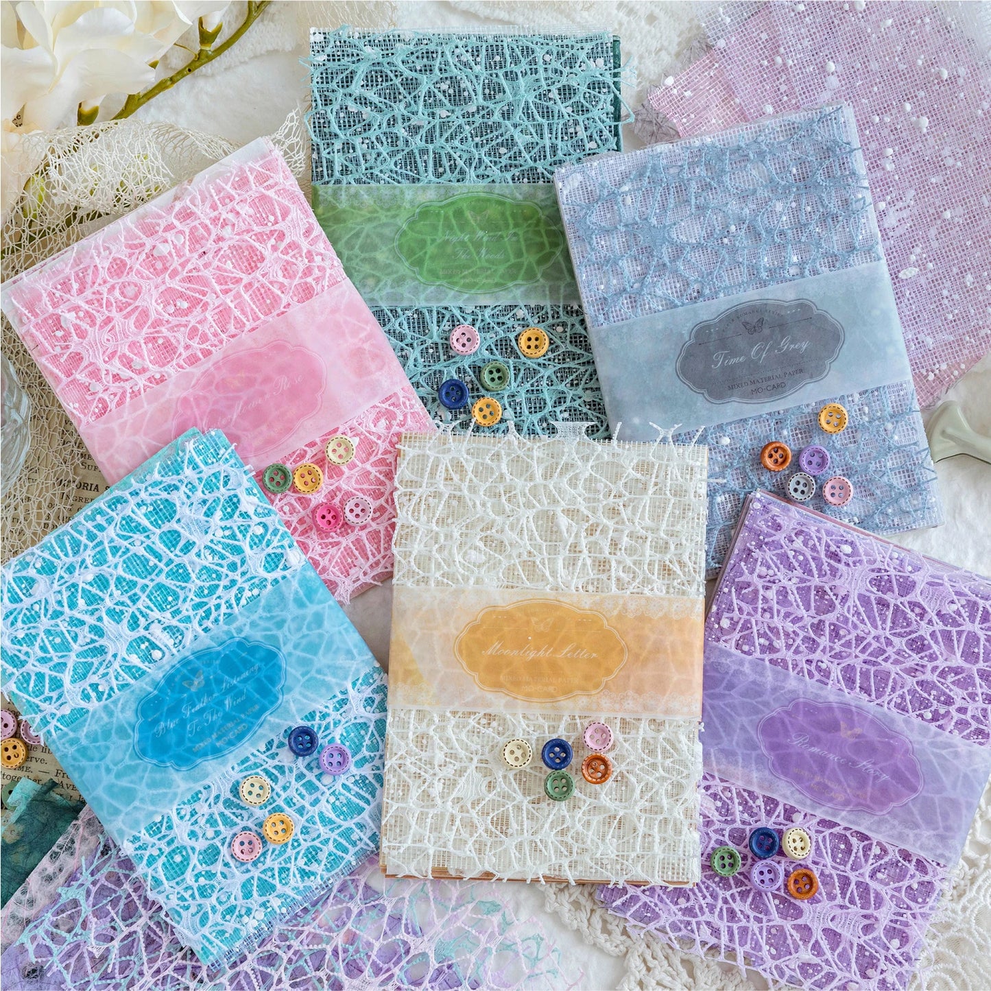 Papier voor kaarten maken of scrapbook vintage kant set 26 stuks