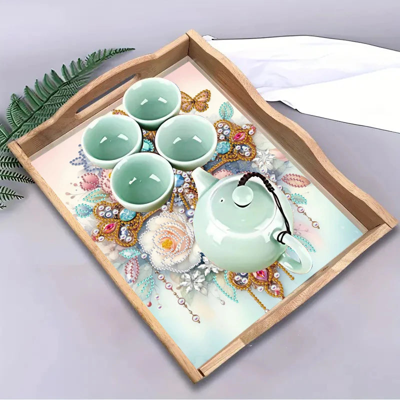 Diamond Painting Dienblad met Speciale Vorm Steentjes – Luxe Houten Tray