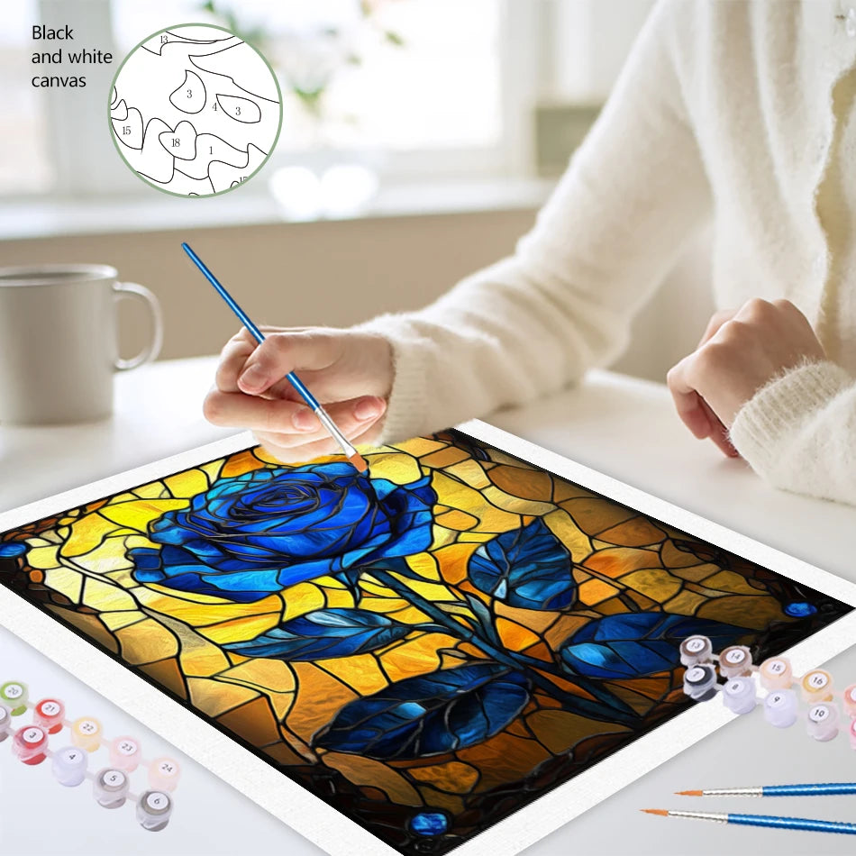 Schilderen op nummer Bloemen en Planten met Zonnebloemen en Lotus