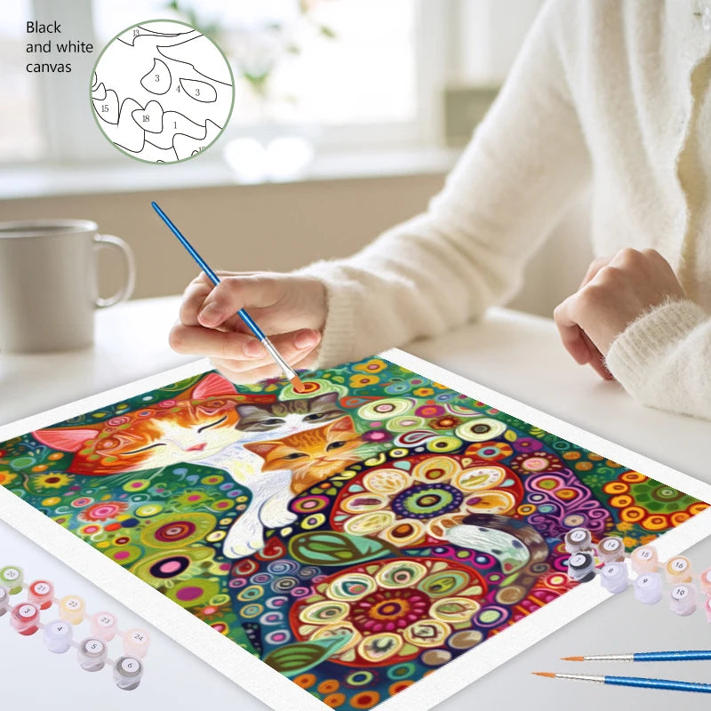 Schilderen op nummer Dieren - Kat Abstract op Canvas voor Volwassenen - 9959719