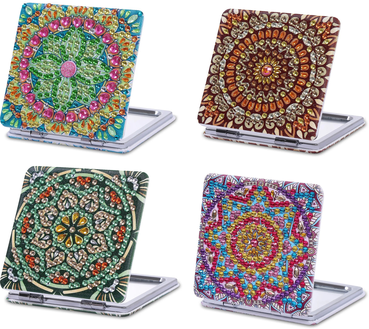 Diamond Painting Make-up spiegel Mandala – Dubbelzijdige Opvouwbare Pocketspiegel – Inclusief Steentjes en Gereedschap