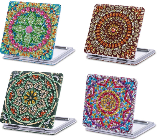 Diamond Painting Make-up spiegel Mandala – Dubbelzijdige Opvouwbare Pocketspiegel – Inclusief Steentjes en Gereedschap