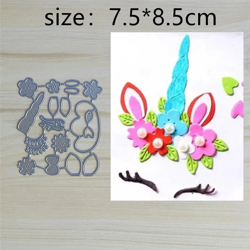 Metalen snijmal Eenhoorn Bloemen voor Scrapbooking en Kaarten
