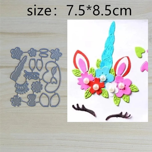 Metalen snijmal Eenhoorn Bloemen voor Scrapbooking en Kaarten